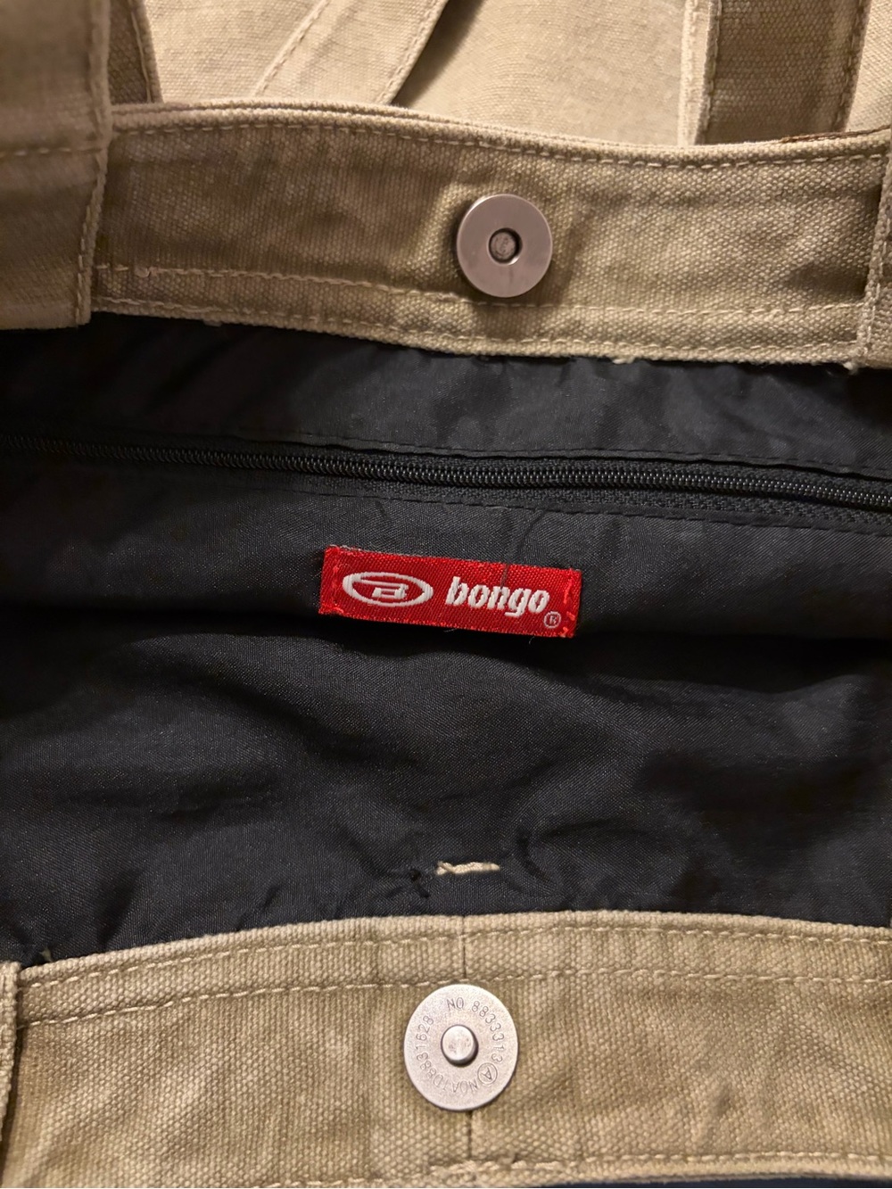 BONGO Y2K Mint Condition Grunge Canvas Cargo Pocket Utility Tote Bag Olive/Khaki - Picture 5 of 7